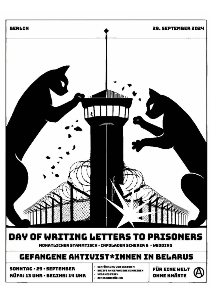 29.09 – writing letters to political prisoners in Belarus