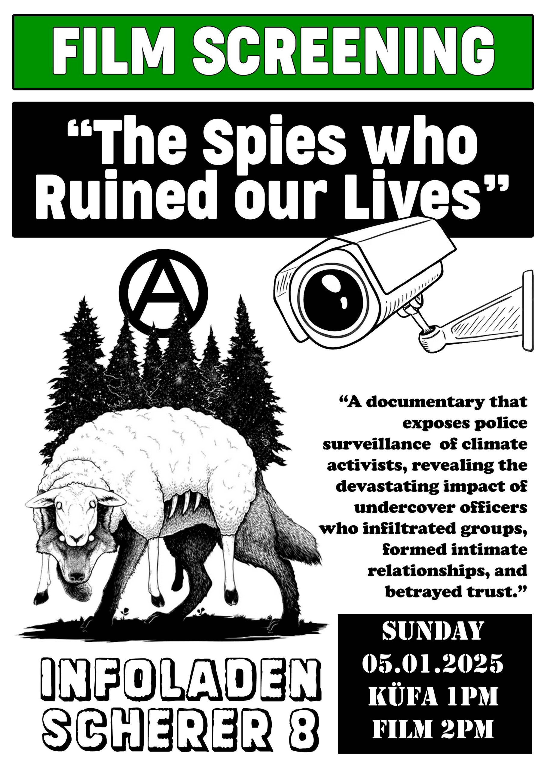 spies who ruined our lives - movie screening poster at Infoladen